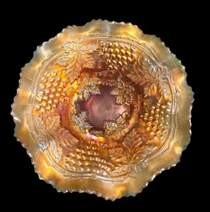 Northwood Calendula Carnevale Vetro Uva Cavo Arruffato 11" Ciotola *Danneggiato Leggi* - Foto 1 di 13