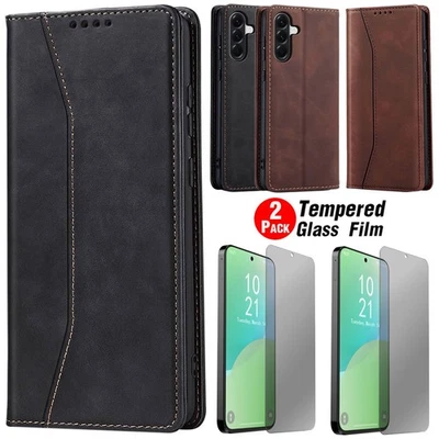For Samsung Galaxy A56 5G Flip Leather Stand Case Cover / Privacy Tempered Glass - Image 1 of 4