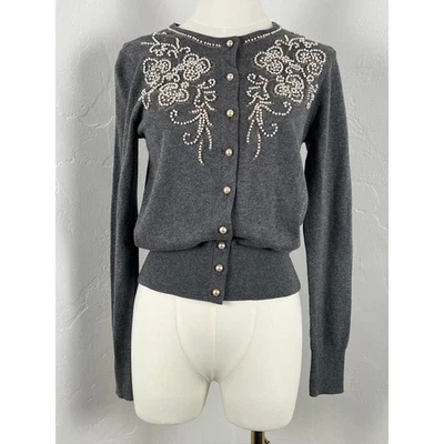 Cárdigan con cuentas FIELD FLOWER gris estilo vintage (mujer: XS) Foto 1 de 4