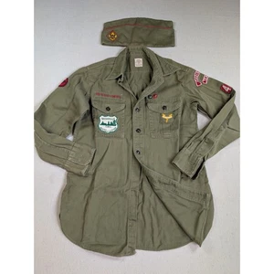 Giacca Camicia Jac Verde Boy Scout Vintage Piccolo Cappotto Ufficiale BSA Con Cover Cappello - Foto 1 di 15