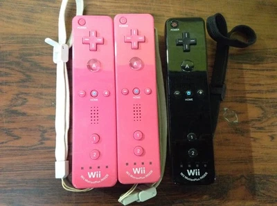 Lot of 3 Nintendo Wii Remote Motion Plus Inside Pink Black Controller Japan D65 - Image 1 of 4
