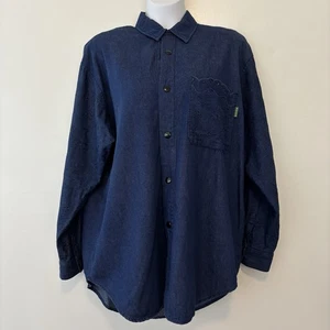 Camicia Gene Ewing BIS Denim Ricco Rugoso Taglia P Small Blu Manica Occhiello Tasca  - Foto 1 di 8