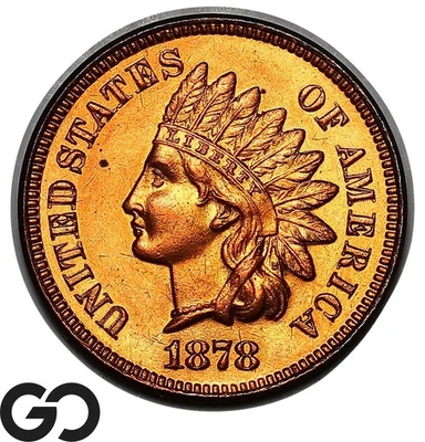 Centavo cabeza india 1878, prueba roja, excelente gema de calidad premium PR++ RD Foto 1 de 3