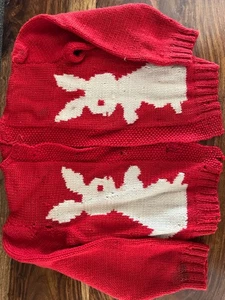 Vintage child’s hand knit red and white sweater - Picture 1 of 1