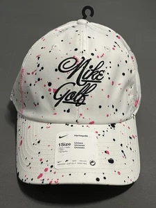 NWT Nike Golf Heritage86 AOP Speckled Printed Cap Strapback GC1637 White/Pink OS - Picture 1 of 6
