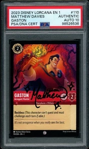 Disney Lorcana Gaston #110 Matthew Davies 2023 firmado PSA AUTO 10 - Imagen 1 de 2