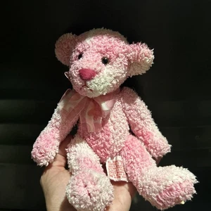 Russ Pink Teddy Bear Terrycloth Fleece Bean Feet Tie Dye Vintage 8 Inch 29388 - Picture 1 of 5