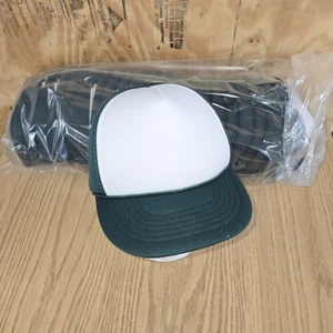 Vintage Green White Blank Snapback Mesh Foam Trucker Hat Cap Headmost Brand - Picture 1 of 9