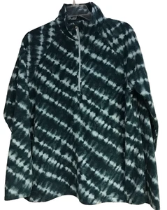 Eddie Bauer Large Women's Teal 1/4 Zip Pullover Long Sleeve Fleece Abstract - Picture 1 of 10