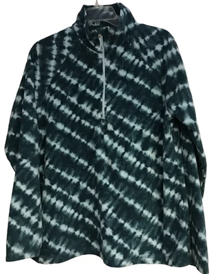 Pullover Eddie Bauer grande para mujer verde azulado 1/4 cremallera manga larga polar abstracto Foto 1 de 4