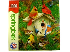 Springbok Feathered Retreat 1000 Piece Colorful Bird Puzzle Cardinal  Complete - Picture 1 of 2