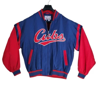 Vtg Mirage Chicago Cubs Bomber Jacket Mens L Blue Red Embroidered Lettering Logo - Image 1 of 4