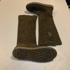 UGG Australia klassische Strickstiefel Damen US 6 braun S/N5649 Knöpfe hoch [L9 - Bild 1 von 5