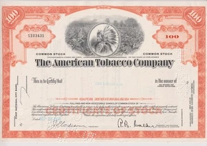 Certificado de acciones naranja de American Tobacco Company - Imagen 1 de 1