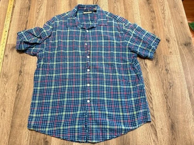 GH Bass & Co. Shirt, Men's Large, Blue Red Yellow Plaid Short Sleeve Button Up - Image 1 of 4