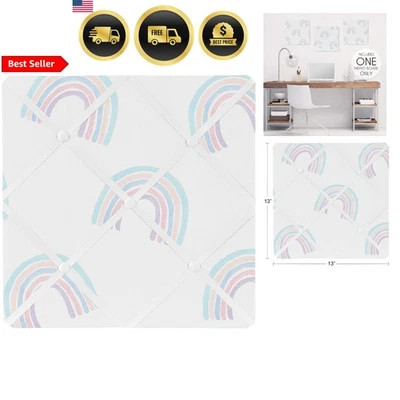 Pastel Rainbow Fabric Memo Board Wall Mount Photo Bulletin Square Decor - Image 1 of 4