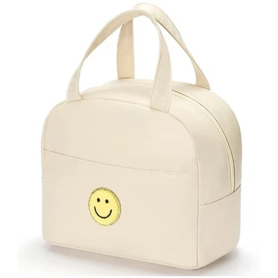 Bolsa de almuerzo aislada con cara sonriente con bolsillo frontal - caliente y frío Foto 1 de 4