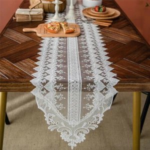 Lace Flower Embroidery Table Runner Vintage Wedding Party Tablecloth Home Decor - Picture 1 of 22