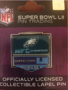 SUPER BOWL 52 PIN EAGLES NFC CHAMPION NFL SUPERBOWL LII CHAMPS SUPERBOWL LVII 57 - Picture 1 of 1
