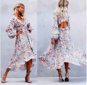 Spell & the Gypsy Collective Sayulita Frill Gown ~ Musk Size S - Picture 1 of 12