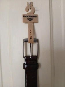 Cinturón de cuero marrón Dockers para hombre talla 36 hebilla tono níquel nuevo con etiquetas - Imagen 1 de 14
