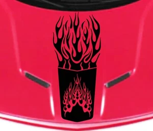 18" Center Hood with FLAMES RACING STRIPES vinyl Decal (Fits Chevy Challenger) - Picture 1 of 23