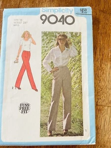 Vintage Simplicity Muster Fuss Free Fit Hose 70er #9040 UNGESCHNITTEN Gr. 14 Taille 28" - Bild 1 von 2