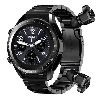 Stainless Steel Smart Watch Bluetooth Headset 2 IN 1 Men Business Fitness Watch - Image 1 of 4