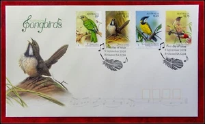 2009 Australia post first day cover - Songbirds 55c, $1.10, $1.65, $2.75 FDC - Picture 1 of 2