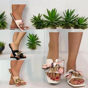 MUJER VERANO PLANO SIN CORDONES CON LAZO Y CLIP DESLIZADORES N TOP - Imagen 1 de 10