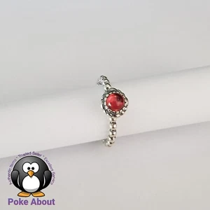 New Pandora Red Garnet January Birthstone Silver Ring Birthday Blooms Size 50 - Bild 1 von 6