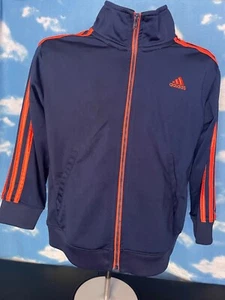 Adidas Jacket Sweater small full zip Size 7 Navy Blue Youth c40 - Picture 1 of 6