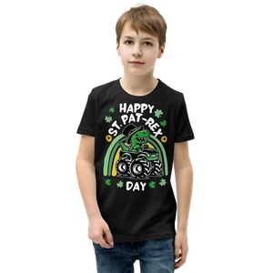 Happy St. Pat-Rex Day Youth T-Shirt - Dino Fun on Wheels! - Picture 1 of 4