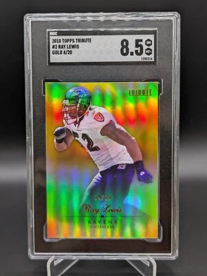 RAY LEWIS 2010 Topps Tribute Gold Refractor 4/20 SGC 8.5 Super Rare Ravens HOF - Image 1 of 3