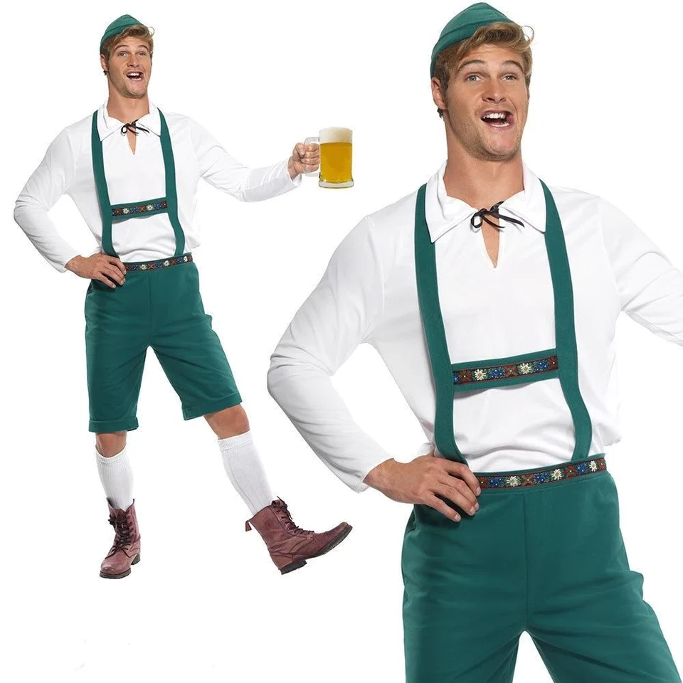 Adults Oktoberfest Costume German Lederhosen Beer Man Bavarian Fancy Dress Mens - Image 1 of 1