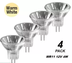 4 x 12V 4W MR11 GU4 Halogen Light Lamp Globes Bulbs Dimmable Warm White - Picture 1 of 4