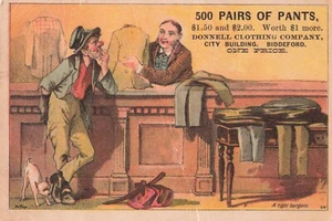 Hose Donnell Kleidung Werbung Biddeford, Maine Trade Card um 1885 A9 - Bild 1 von 1