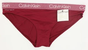 NWT Calvin Klein QP1943 Modal / Polyester Logo Bikini, Dark Red, S - Picture 1 of 5