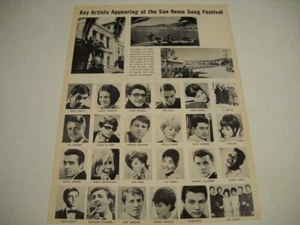 SAN REMO 1965 Promo Poster Ad DUSTY SPRINGFIELD Kiki Dee CONNIE FRANCIS Surfs - Picture 1 of 3