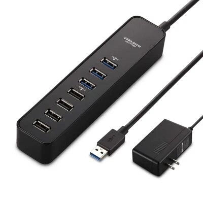 Elecom USB3.0 hub 7 port with self / bus Compatible with both from Japan - Image 1 of 4