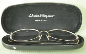 Salvatore Ferragamo Case & Eyeglass Glasses Frame Gold Jewels No Lenses Italy - Picture 1 of 11