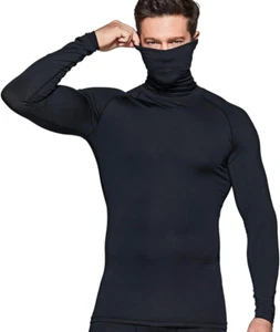 Men'S UPF 50+ Mock Long Sleeve Compression Shirts, Athletic Workout Shirt, Base  - Picture 1 of 12
