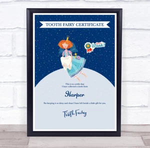 Certificado personalizado estampado de premio de hada de dientes de jengibre azul - Imagen 1 de 1