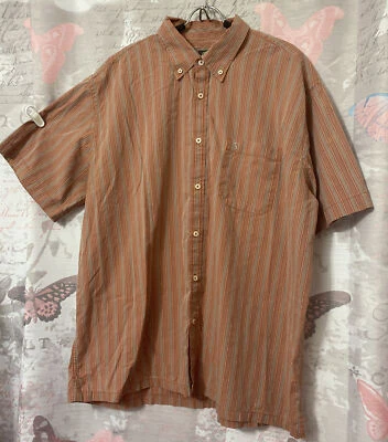 Camisa con botones AIGLE 2XL naranja a rayas manga corta algodón bolsillo frontal Foto 1 de 4