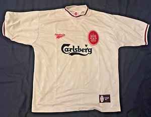 Vintage LIVERPOOL AWAY SHIRT 1996/97 (L) ECRU ORIGINAL REEBOK SHIRT 42/44 - Picture 1 of 6