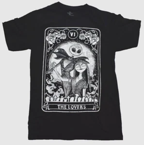 The Nightmare Before Christmas Mens Tarot Card Lovers Black T-Shirt New XS - Picture 1 of 5