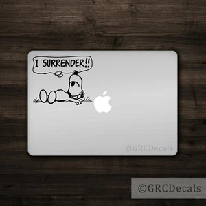 Snoopy I Surrender - Computer Decal Bumper Window Sticker Charlie Brown Peanuts - Picture 1 of 2