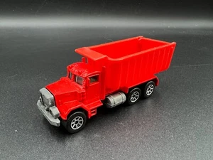 Hot Wheels Peterbilt Dump Truck Red 7Sp Wheels 90s Blue Card #100 Dull Base - Picture 1 of 4