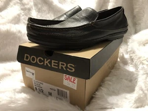 DOCKERS SLIP ON MEN'S Black Leather LOAFERS SIze 8.5 - Picture 1 of 8