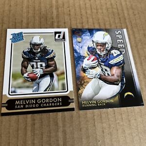 MELVIN GORDON RC 2015 Topps Valor Speed #4 & Donruss Rated Rookie #208 (c2)